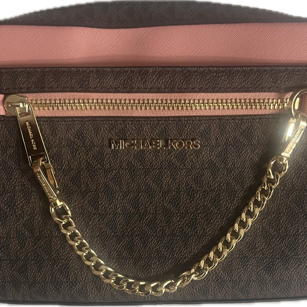 Michael Kors Pink and Brown Shoulder Bag